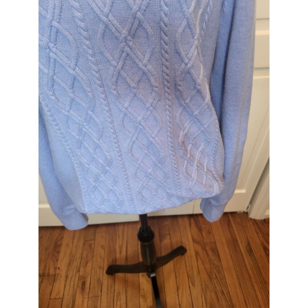Baby Blue Cable Knit Sweater  Talbots L Old Money Soft Cozy Preppy Classic - Picture 5 of 9